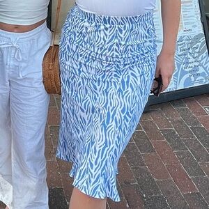 Diane Von Furstenberg Blue and White Zebra Print Skirt